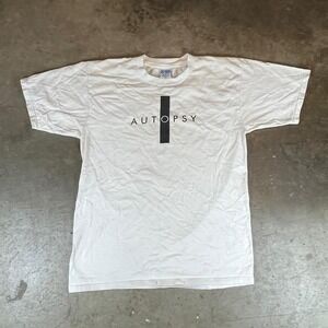 Vintage 90s Autopsy white band tee Men's size large‎